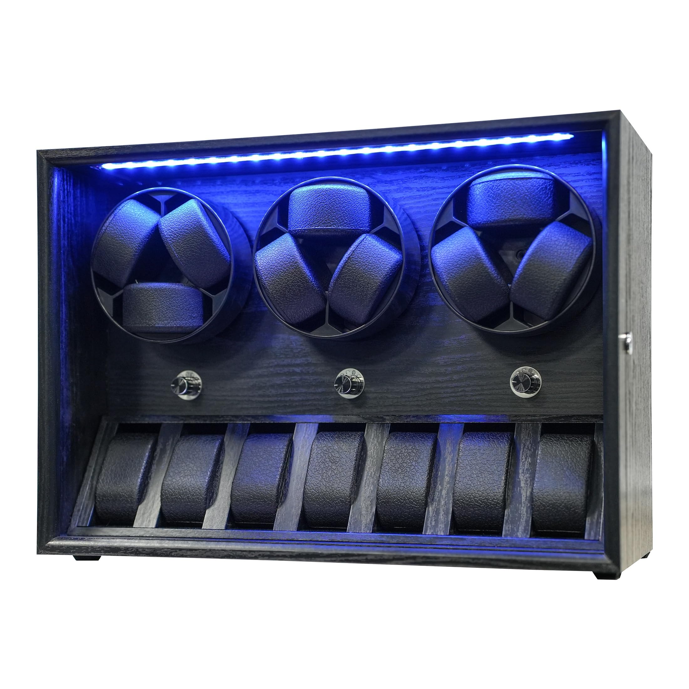 ORYXOryx Watch Winder for 4/6/9 Automatic Watches, Rotating Watch Box 5 Rotation Modes Setting Display Case with Extra Watch Storages and LED Light, Lockable Winders USB Powered Super Quiet Mabuchi Motor