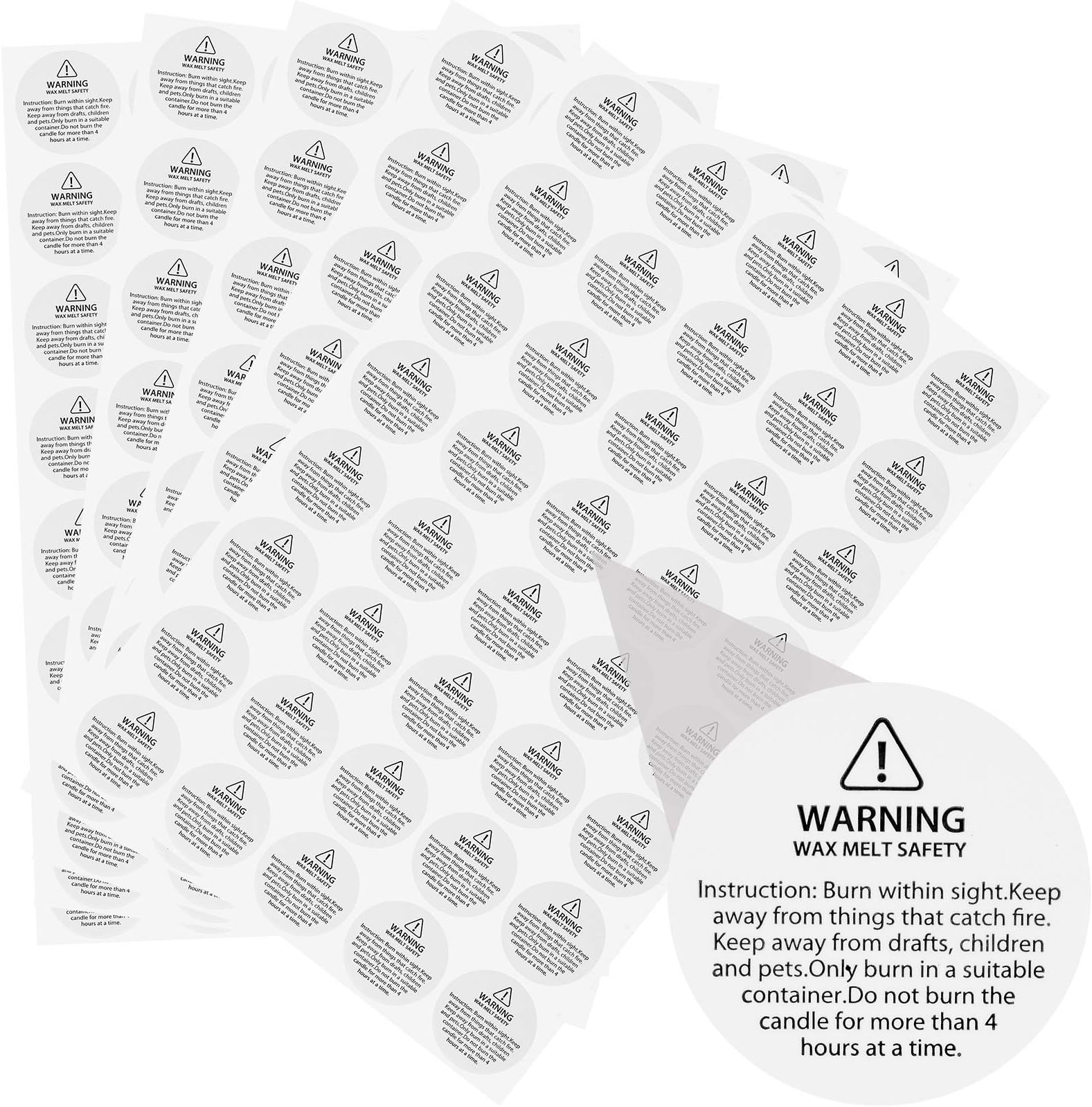 Willbond Candle Warning Labels Candle Warning Stickers 1.2 Inch Jar Container Labels Wax Melting Safety Sticker for Making DIY(320 Pcs)