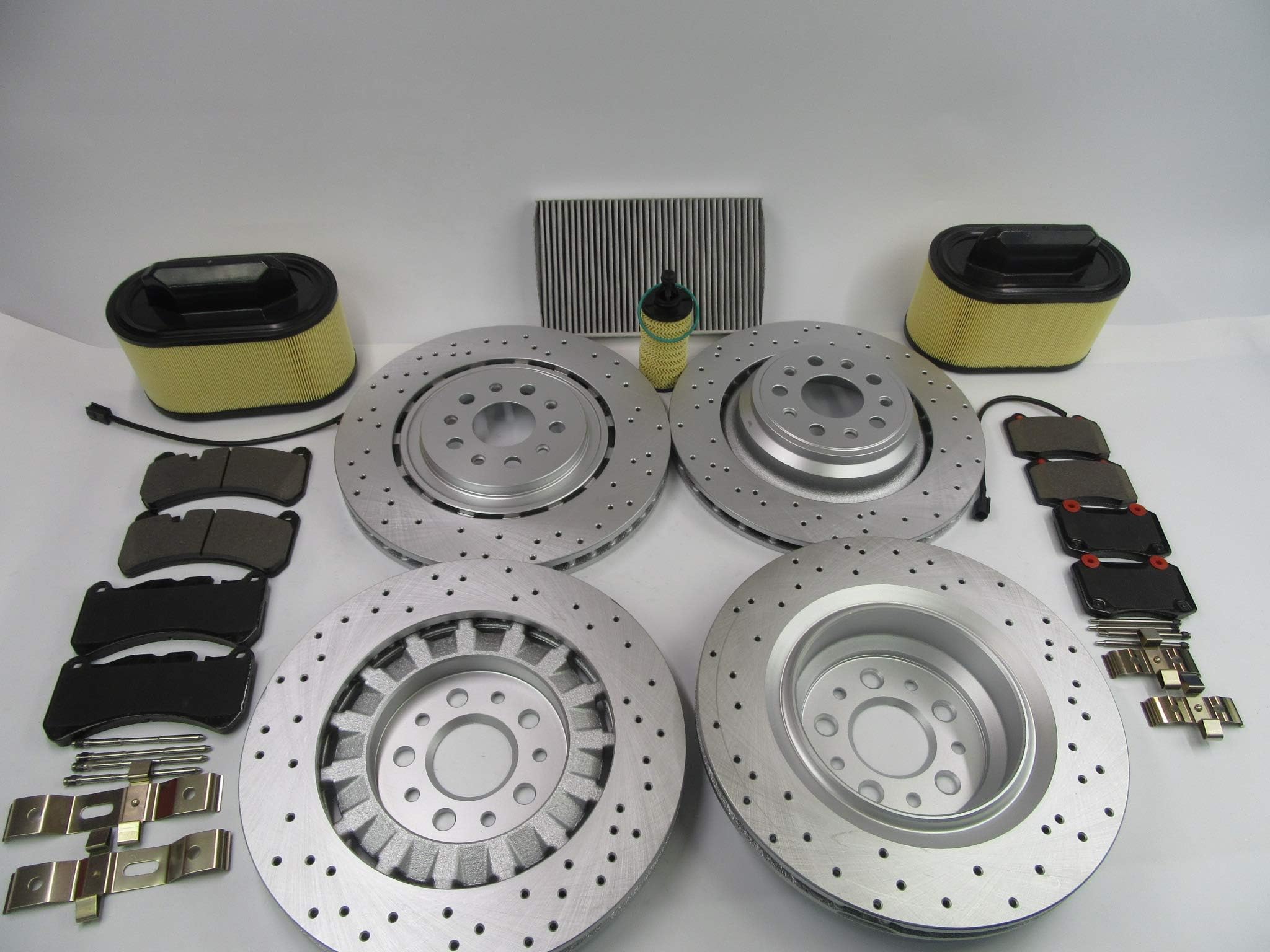 replacement front rear brake pads & rotors + 4 FILTERS for Maserati Ghibli Quattroporte 14-16#521