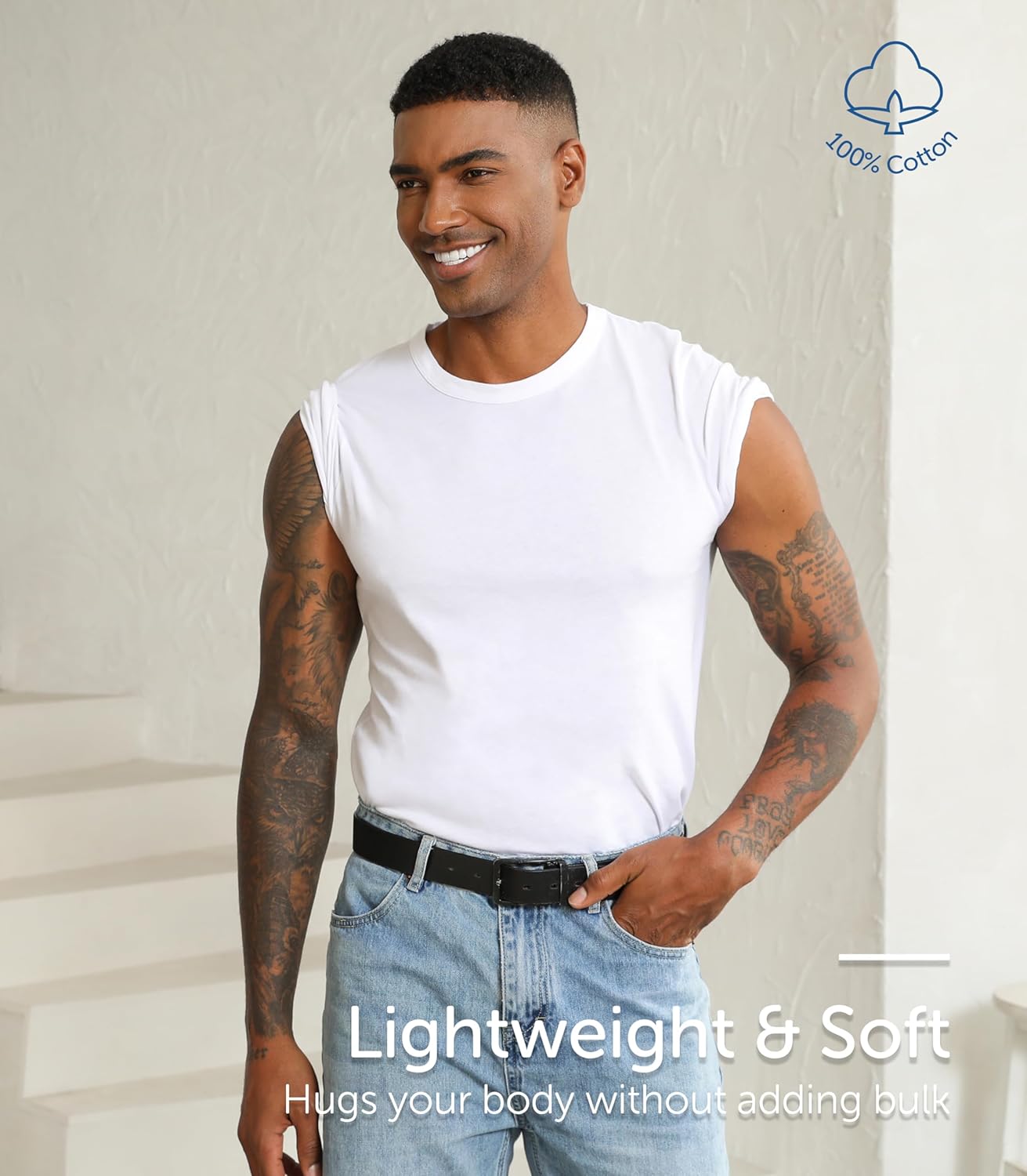 Comfneat Men's 6-Pack Pure Cotton Undershirts Comfortable Crew Neck T-Shirts - Image 3