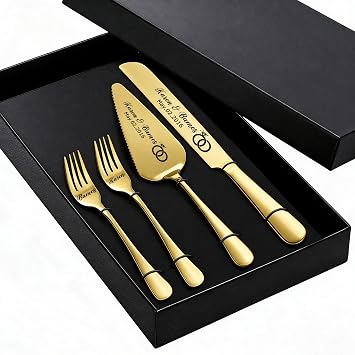 Personalized Wedding Cake Knife and Server Set Wedding Gifts Custom Cake Cutting Set for Wedding Personalized Silver Cake Knife and Server Set Wedding Cutting Cake Set Gold-1