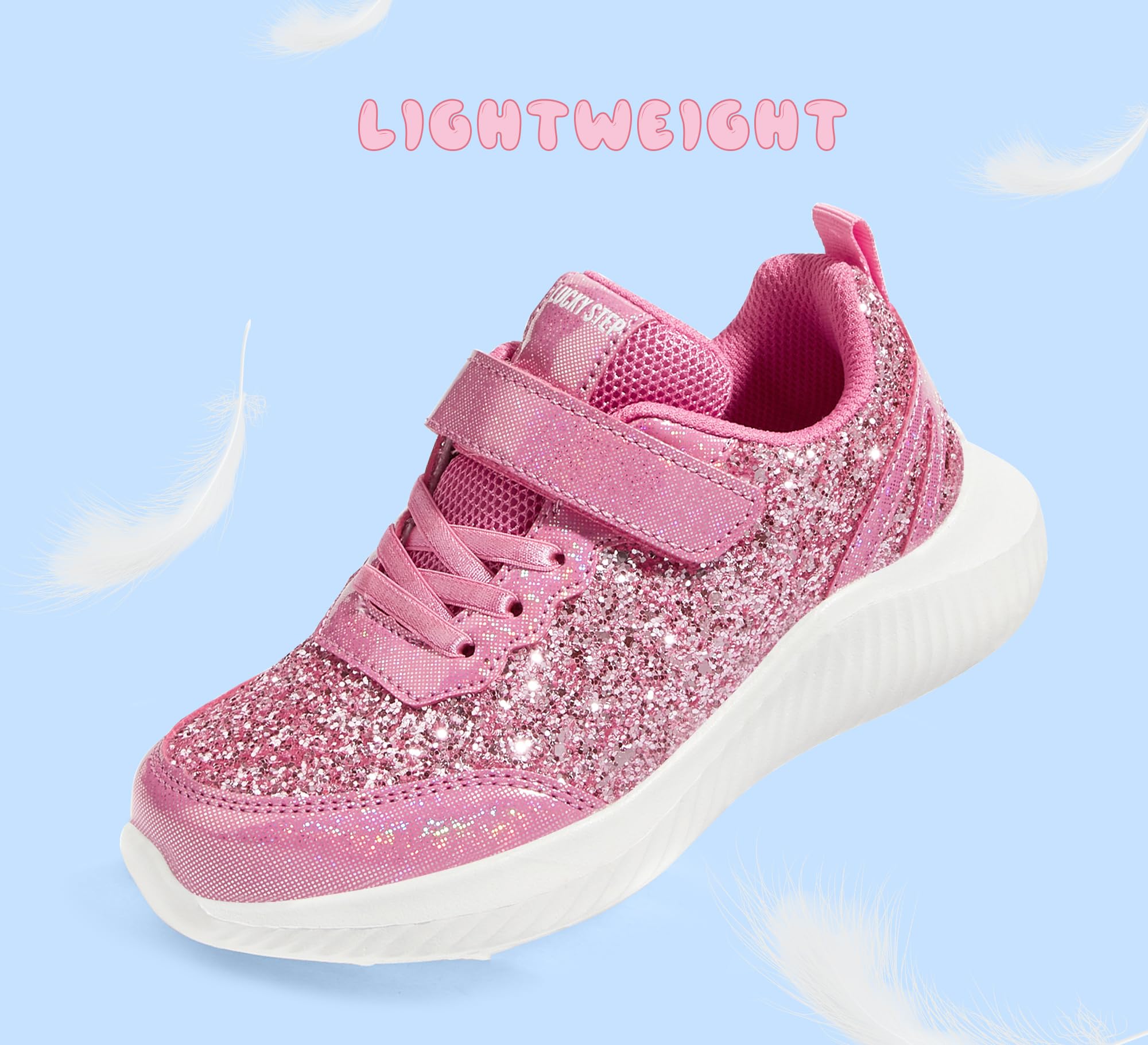 LUCKY STEP Scarpe da Ginnastica alla Moda per Bambini, Scarpe Sportive da Tennis con Paillettes per Ragazzi/Ragazze | Princess Bling Shiny Athletic Walking Scuola Tennis Scarpe per Ragazzi/Ragazze