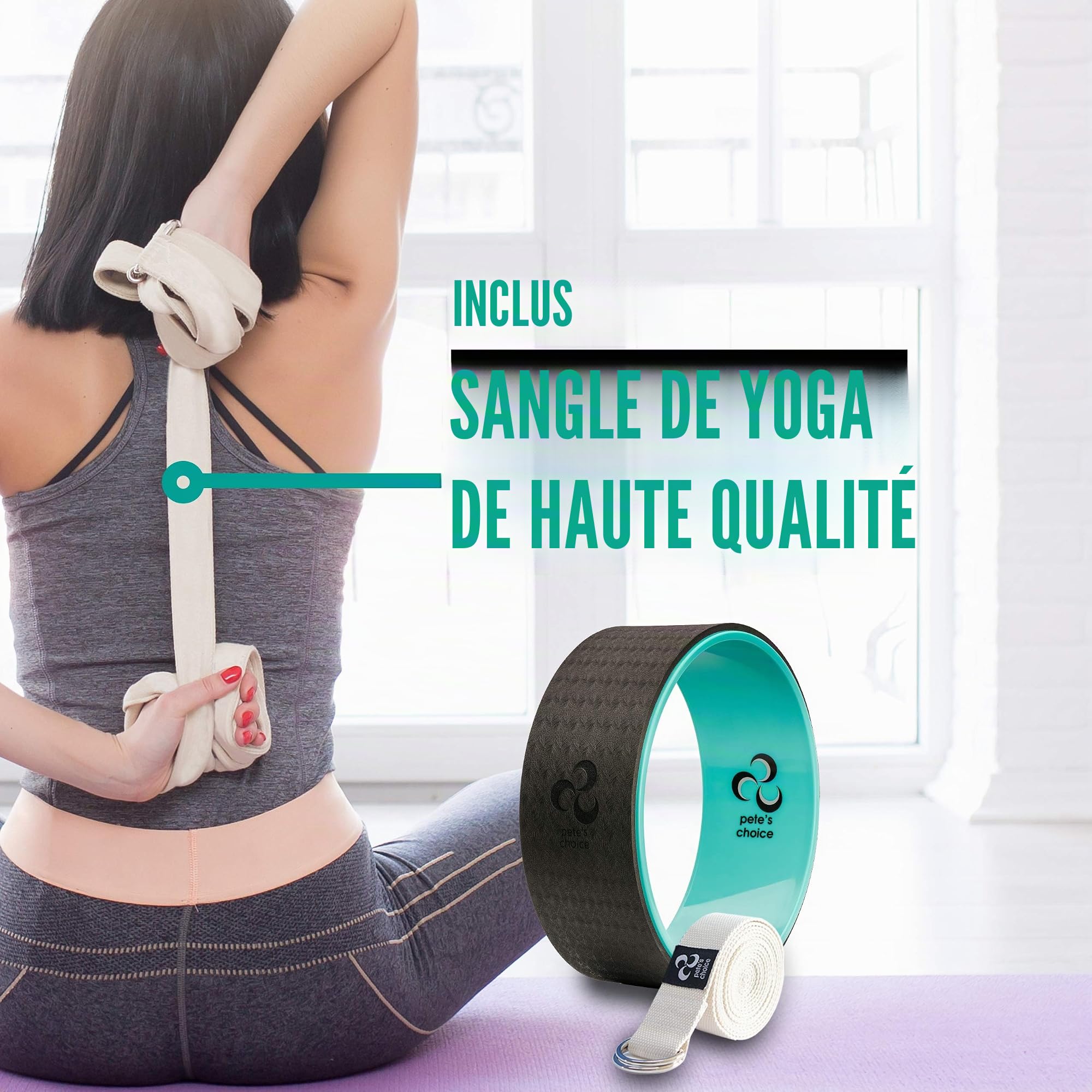 Set d’Initiation au Yoga - Kit Roue et Briques avec Livre Électronique et Sangle en Bonus. Kit pour les Débutants. Cadeau pour le Yoga