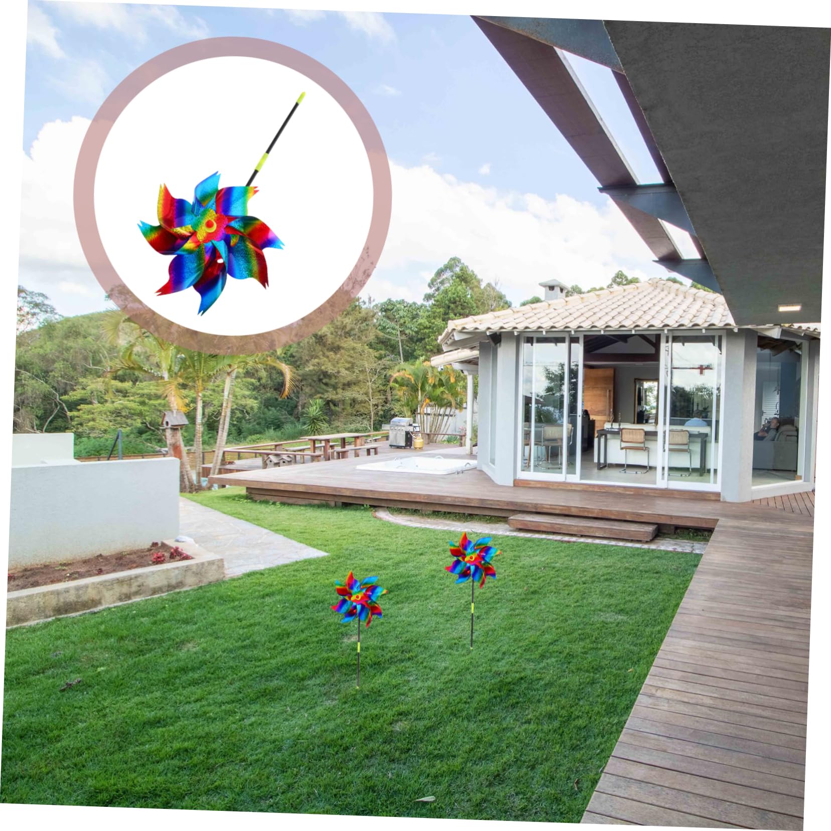BESPORTBLE 6pezzi Girandola Rotante per Giardino e Cortile Mulino Vento Decorativo Girandole per Giardino Girandola da Design Riflettente Spaventapasseri per Uccelli Decorazione per Patio