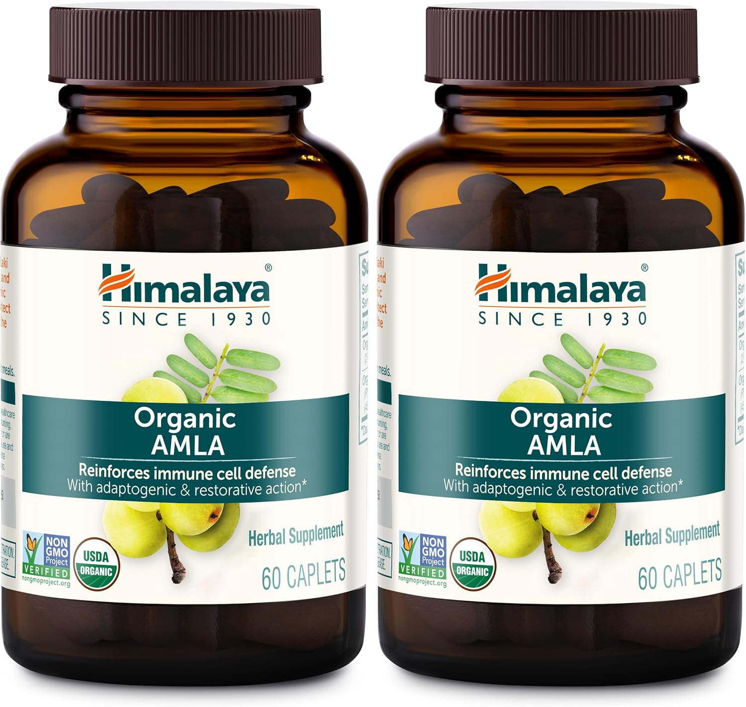 Himalaya Organic Amla/Amalaki for Active Immune Support and Cellular Defense, 600 mg, 60 Caplets, 2 Month Supply, 2 Pack