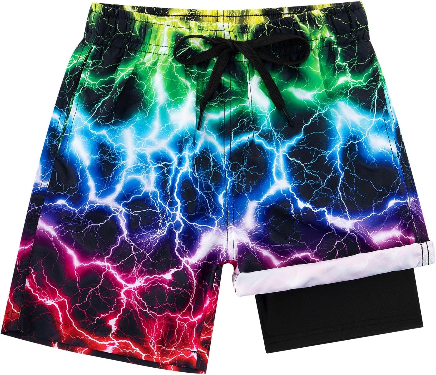 Lovekider 5-16 Years Boys Swim Trunks with Compression Liner Waterproof Quick Dry Swimwear Bathing Suits