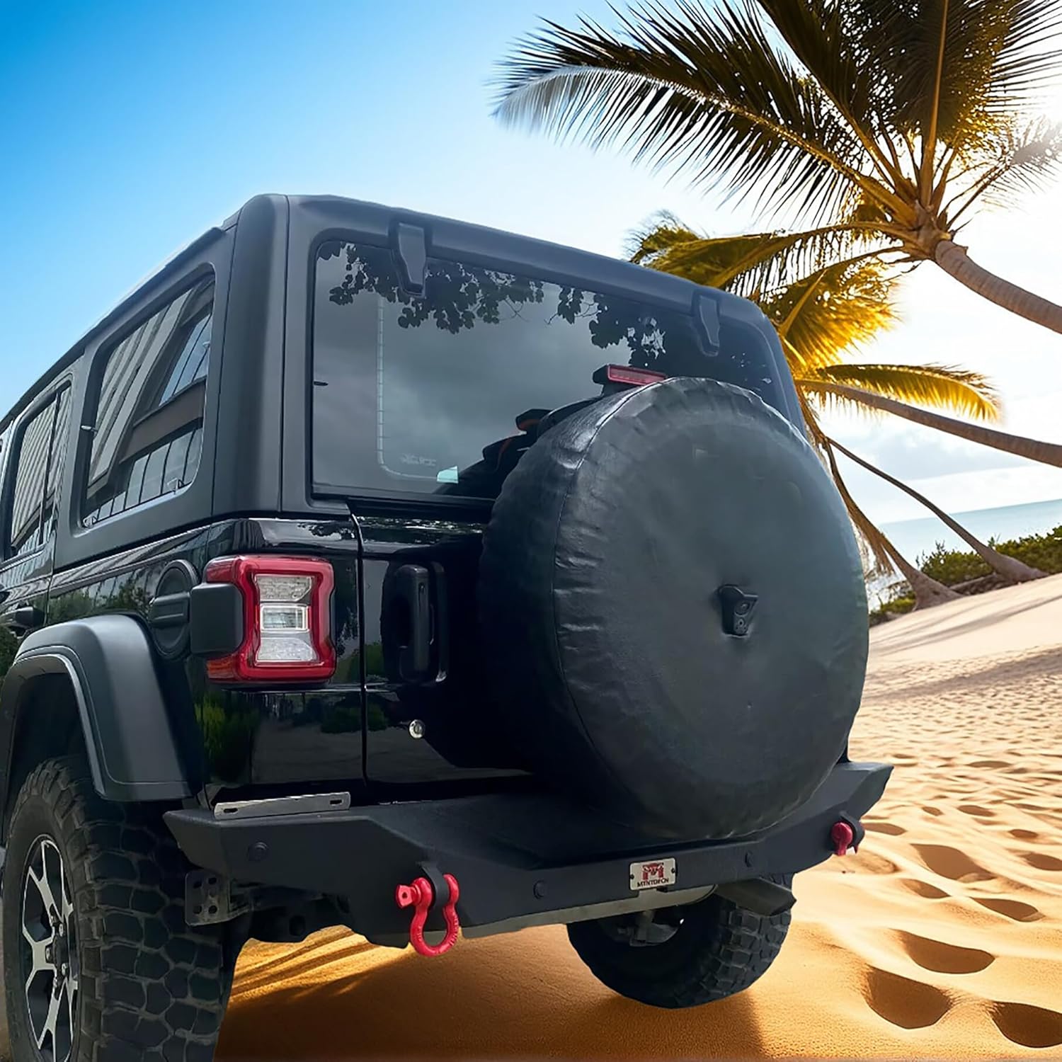 Rear Bumper Compatible for Jeep Wrangler JL/JLU 2018-2025 | Heavy-Duty Textured Black – No-Drill Armor + D-Ring Recovery & License Plate Mount (Aluminum)