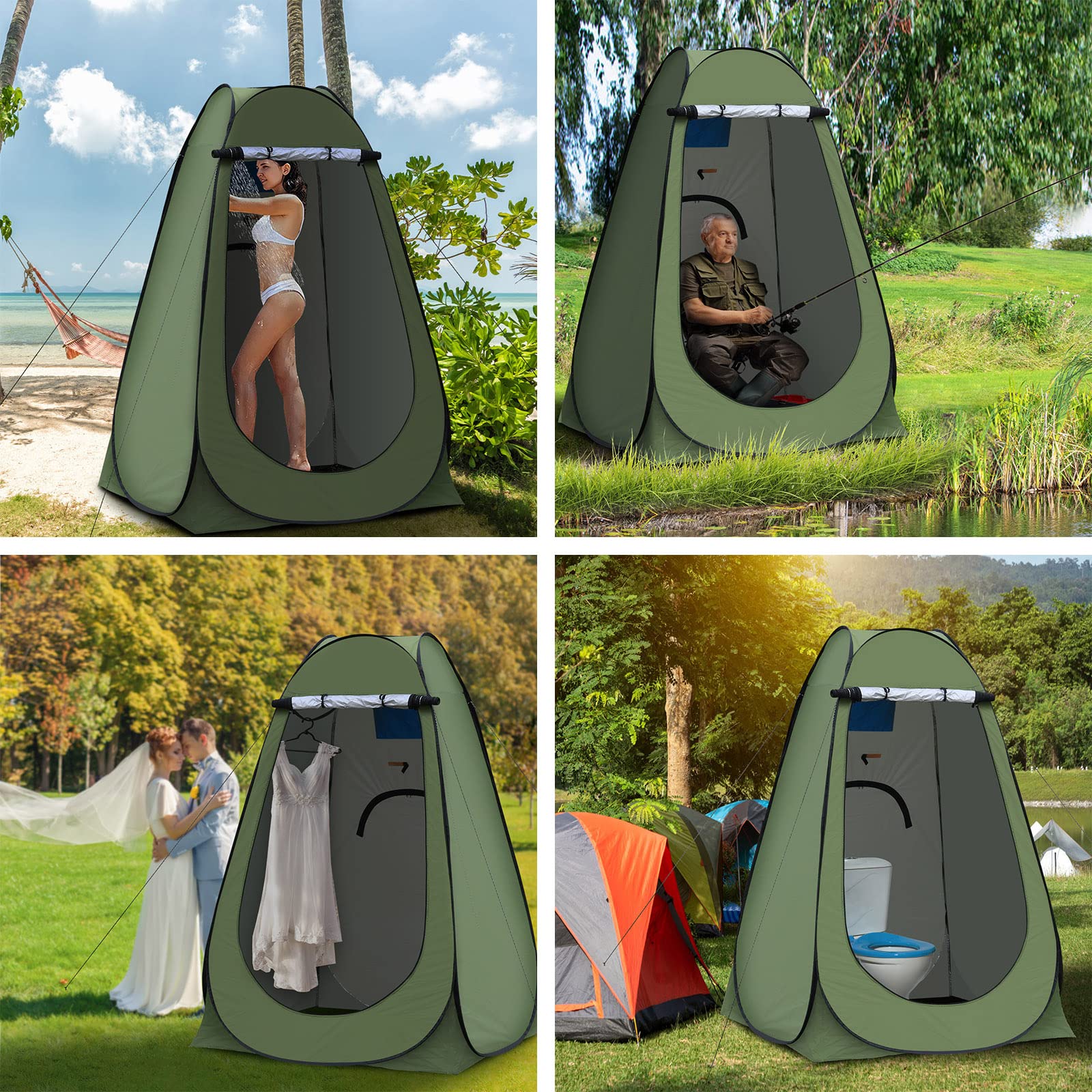 CLIPOP Tente de Toilette Pop Up Toilette Cabinet de Changement Anti-UV Tente de Douche pour la Plage, la pêche, Le Bain, l'extérieur, avec Un Sac de Transport