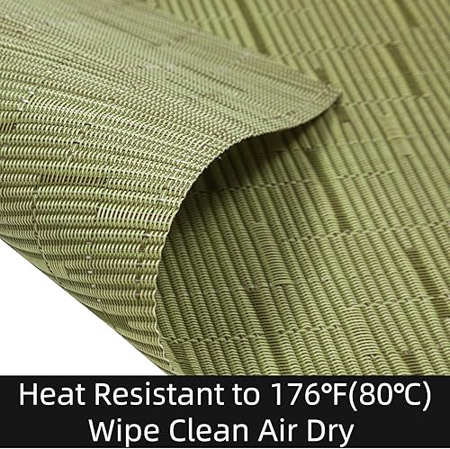 Miniatura 199 de SHACOS - Manteles individuales de PVC para mesas redondas, manteles individuales con curvatura, antideslizantes, resistentes al calor, de vinilo,