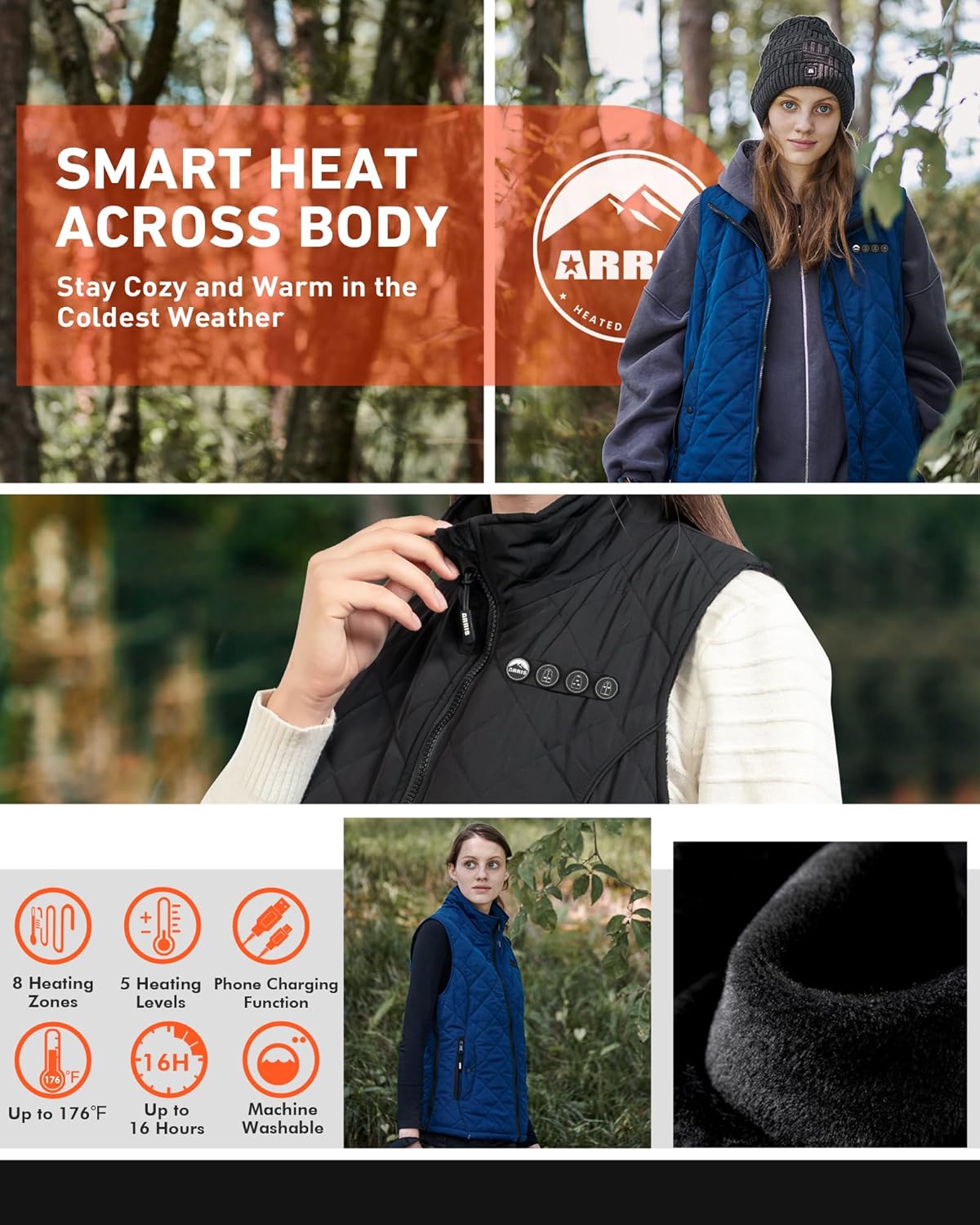 ARRIS Women`s Heated Vest, Size Adjustable 7.4V Electric Warm Vest with Battery Pack… - Image 6