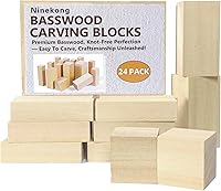 Ninekong 24PCS Basswood Carving Blocks - 3 Sizes Whittling Wood Kit, Soft Smooth Basswood for Beginners (4x1x1, 4x2x2, 2x2x2)