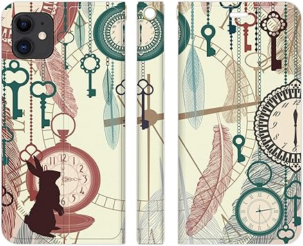 Amazon Co Jp Ruuu ベルトなし Iphone13mini 対応 手帳型 スマートフォン Iphoneケース スマホ ケース カバー うさぎ シルエット アリス 時計 童話 絵本 物語 鍵 ふしぎの国のアリス キャラクター 白うさぎ 不思議の国のアリス おしゃれ かわいい ユニーク 個性的