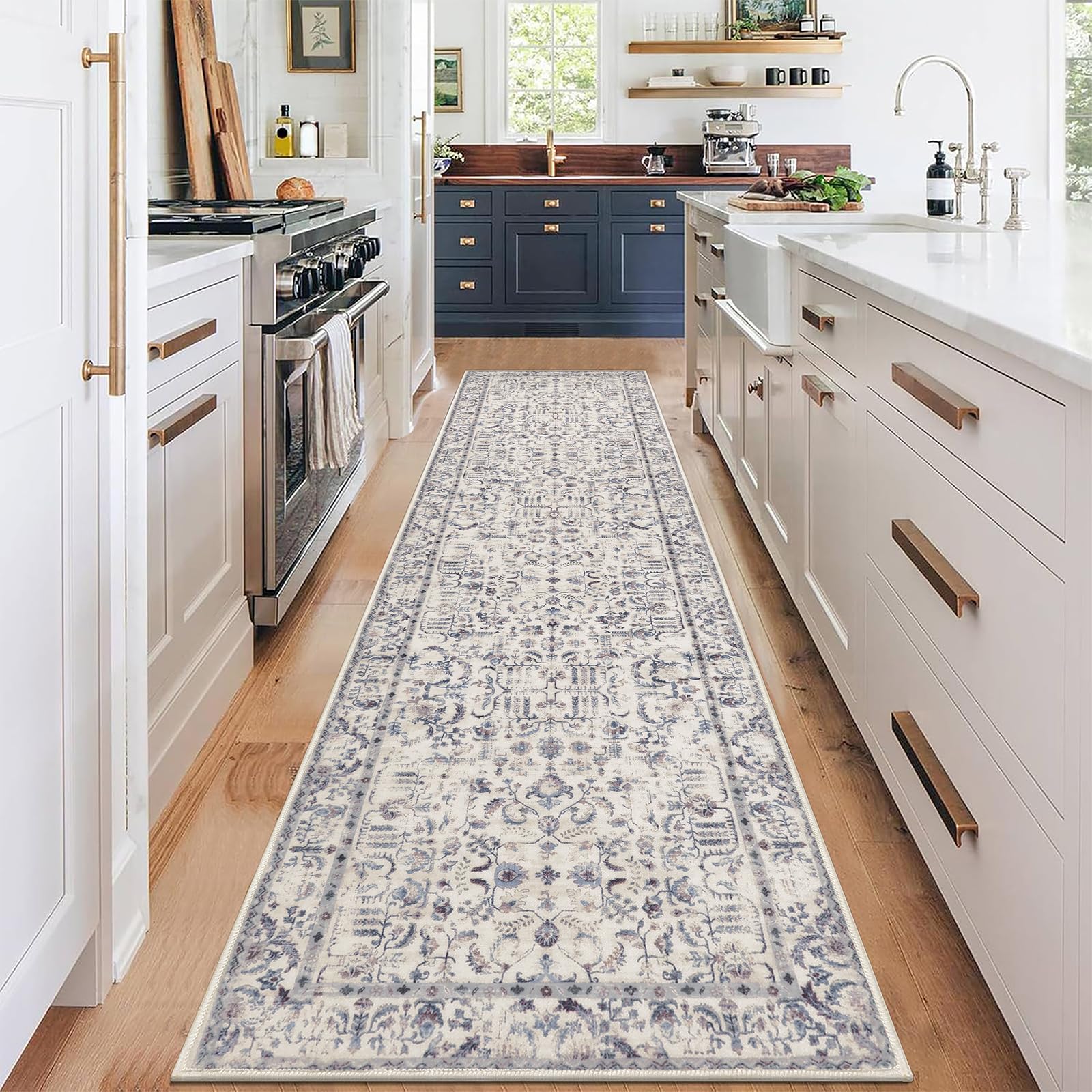 Tapis de couloir avec envers en caoutchouc lavable pour entrée de maison