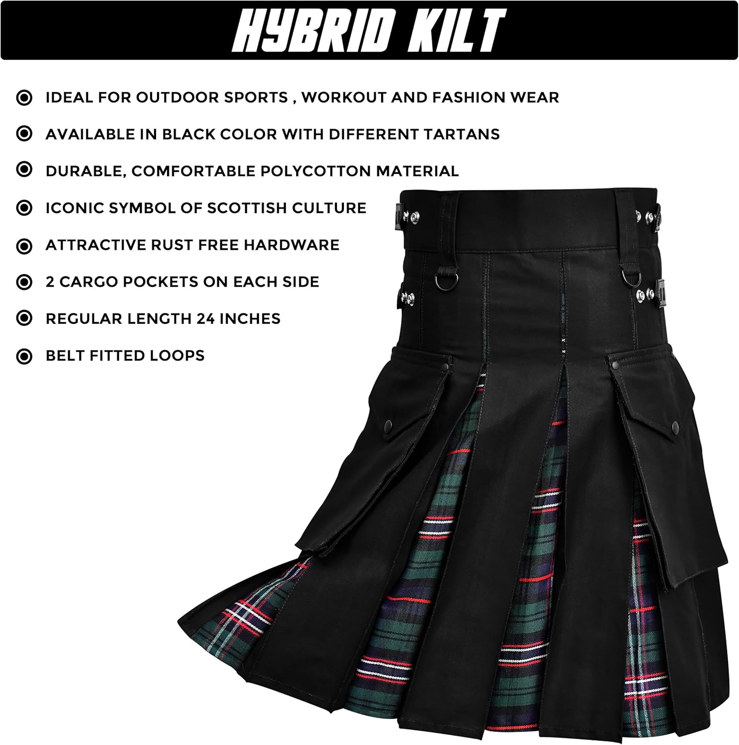Hybrid Utility Kilts for Men Scottish Traditional Kilt with Flashes - Image 8