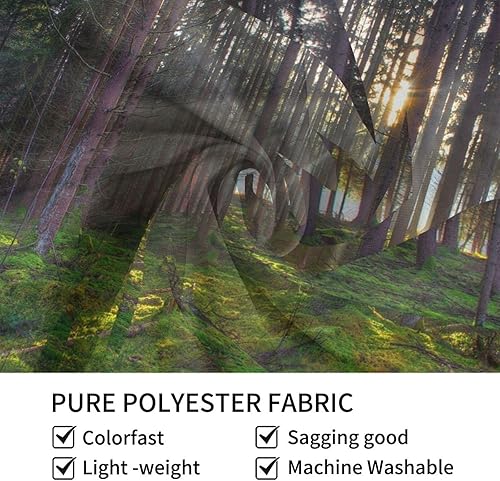 Miniatura 6 de Uideyvi Tapiz Nature's Radiance Mossy Forest Sunbeams  Arte de pared decorativo para colgar, tela de fondo, sala de estar y dormitorio, colgante de