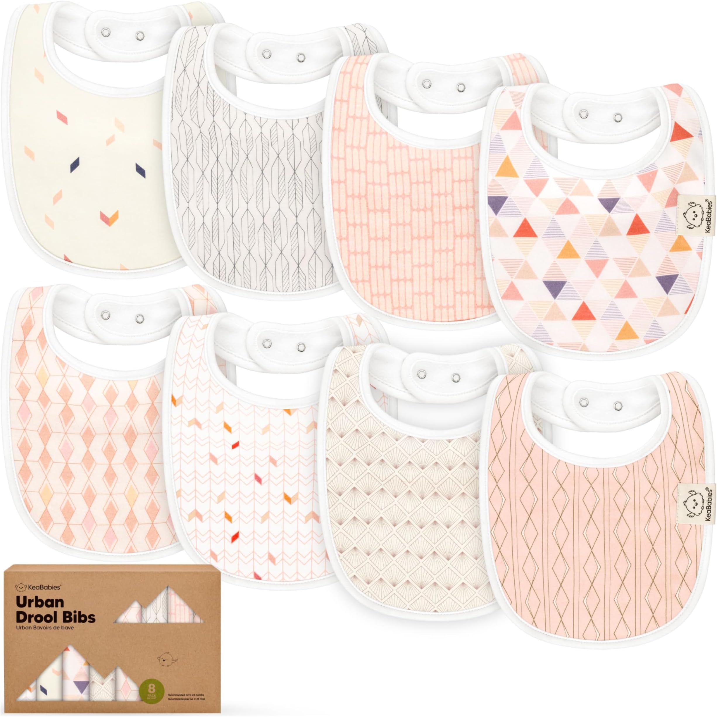 8-Pack Organic Baby Bibs for Boys, Girls - Soft Cotton Drooling and Teething Bibs for Baby Girl & Boy, Extra Absorbent, Easy To Clean & Put On for Toddler, Newborn, Infant 0-24 Months (Prism)