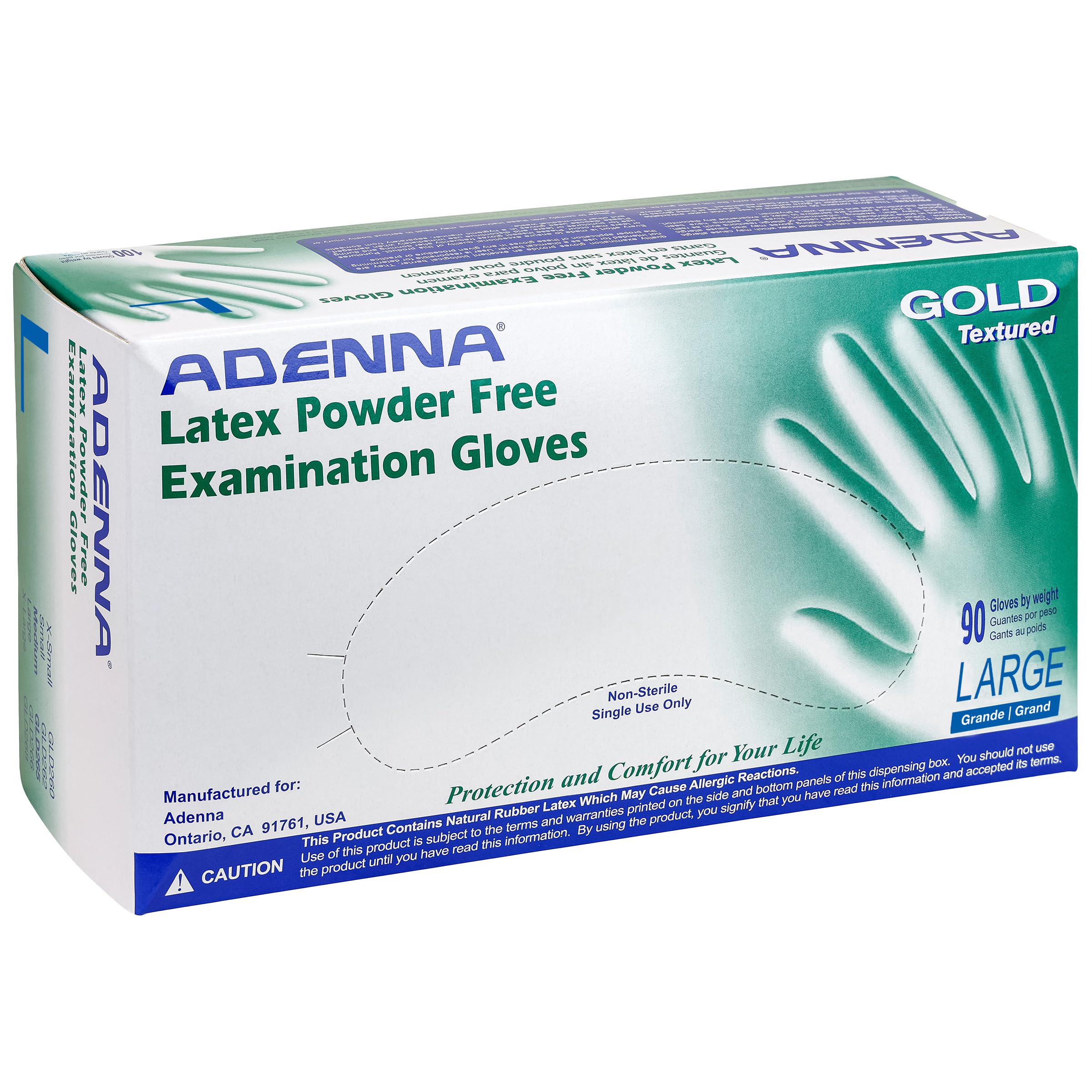 Adenna GOLD Disposable Latex Gloves – 6 Mil, Powder Free Exam Glove with Precise Control & Textured Grip, Comfortable Fit for Medical, Dental &