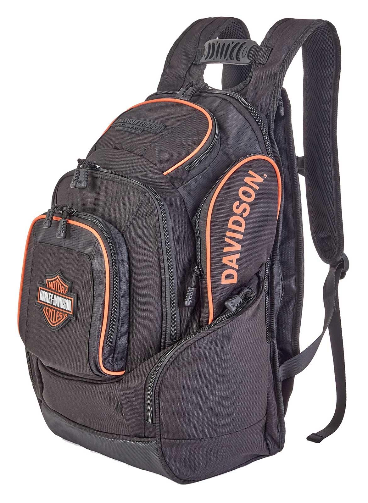 Harley-Davidson Bar & Shield Legend Rugged Polyester Backpack - Black/Orange