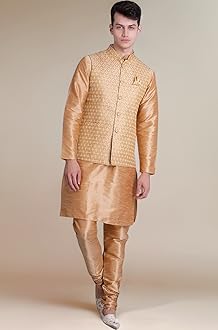 Uri and MacKenzie Men's Silk Blend Kurta Pajama with Designer Ethnic Nehru Jacket/Modi Jacket