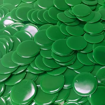 MR CHIPS Plastic Bingo Chips for Games 150 Count Bag - Solid and Transparent Colors Counting Green 3/4 Inch
