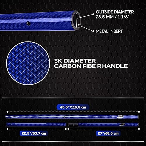 Miniatura 10 de CKG Pala detector de metales, mango de carbono de viaje, longitud total, 45.5 pies, diámetro 1.1 para pala de cuchara, poste ligero universal para