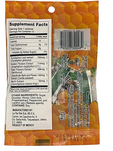Miniatura 2 de Miel & propoleo caramelos con menta (caramelo de miel y propóleos con menta), paquete de 3 (12 caramelos cada uno), pastillas naturales relajantes,