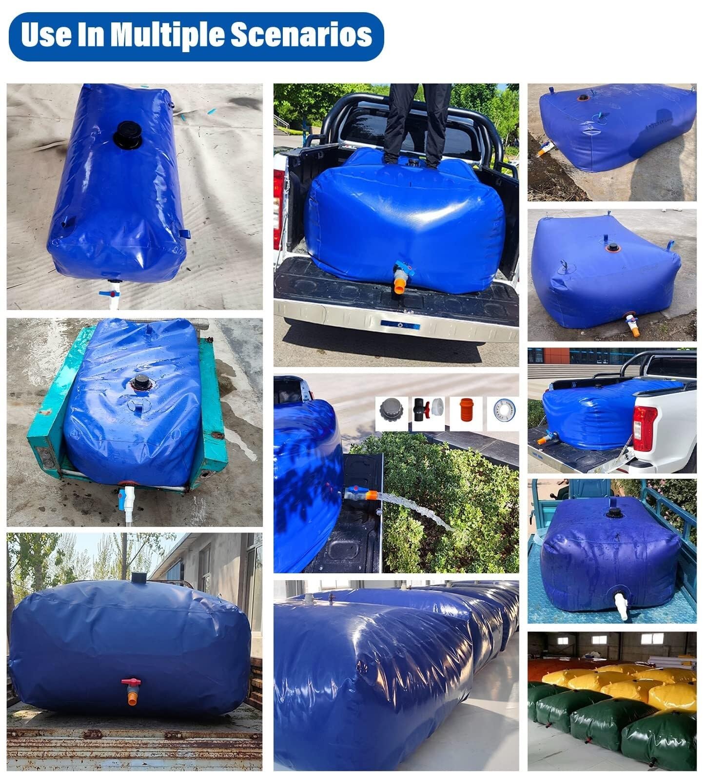 Depósito de Agua Flexible Bolsa de Almacenamiento Agua for Acampar, Resistente a la presión, for Montar en vehículo con Grifo, Ideal Pre-Loading Bag for Bridges