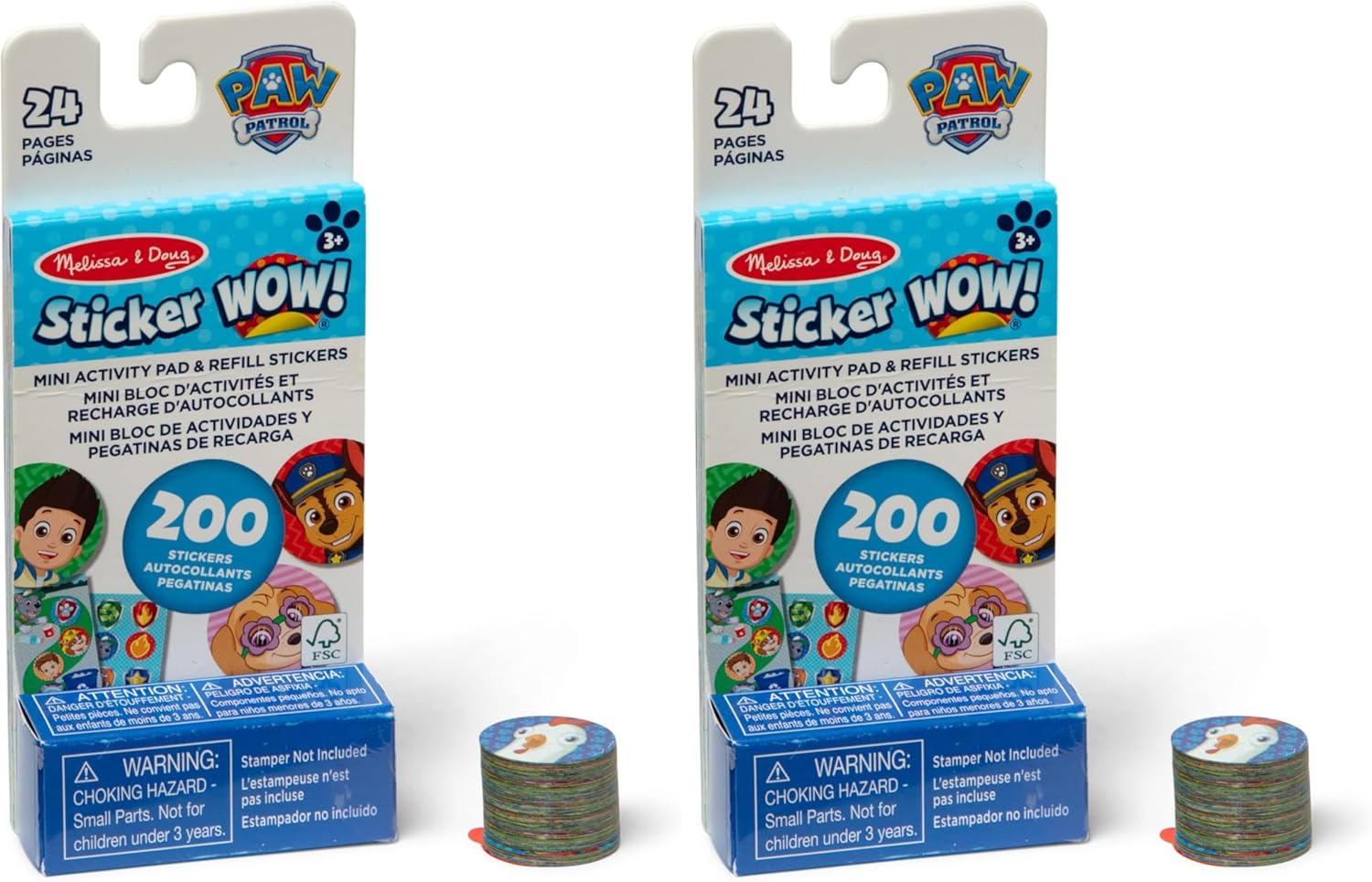 Melissa & Doug Sticker Wow!™ Mini Activity Pad and 200+ Refill Stickers for Sticker Stamper Arts and Crafts Fidget Toy Collectibles – PAW Patrol Stickers - FSC Certified (Pack of 2)