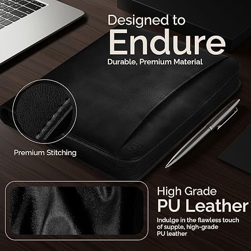 Miniatura 6 de Portafolio ejecutivo de cuero con cierre. Portafolios profesional y carpeta organizadora con una funda para tablet de 10.5 pulgadas de Lautus