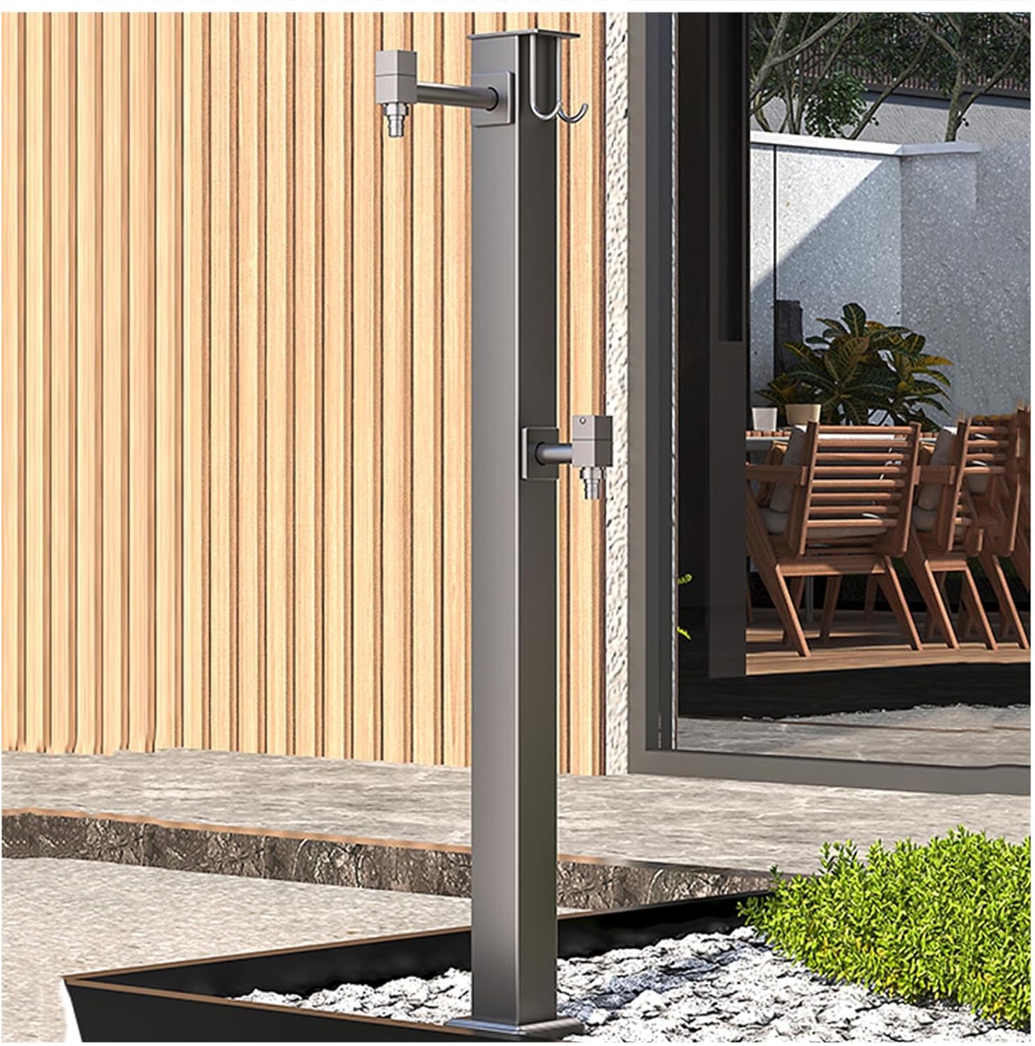 Stainless Steel Garden Water Column, Outdoor Water Dispensing Column with Copper Faucet, Floor Mounted Freezeless Frost Proof Hydrant Water Tap, Garden Farm Pasture Backy(Side Inlet-Style 1)