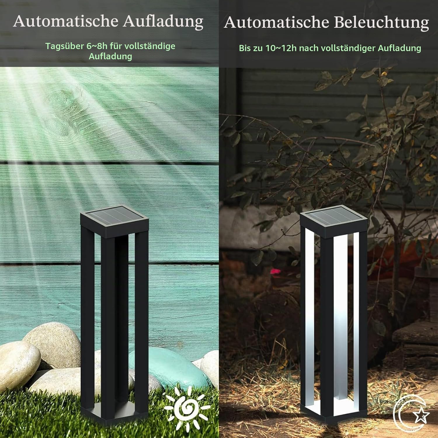 Solar-Außenbodenlampen, Edelstahl Gartenbeleuchtung, Wasserdicht, für Garten, Terrasse und Wege (4)