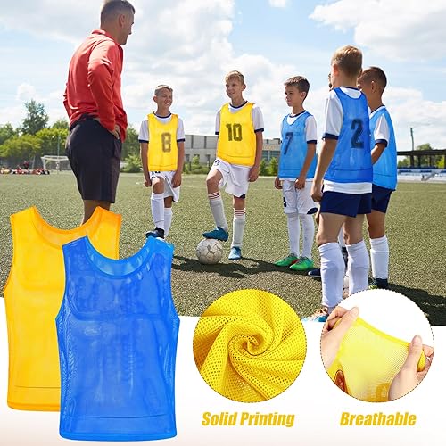Miniatura 4 de Vabean Paquete de 24 chalecos de entrenamiento de malla de nailon para adultos, deportes, baloncesto, fútbol, fútbol