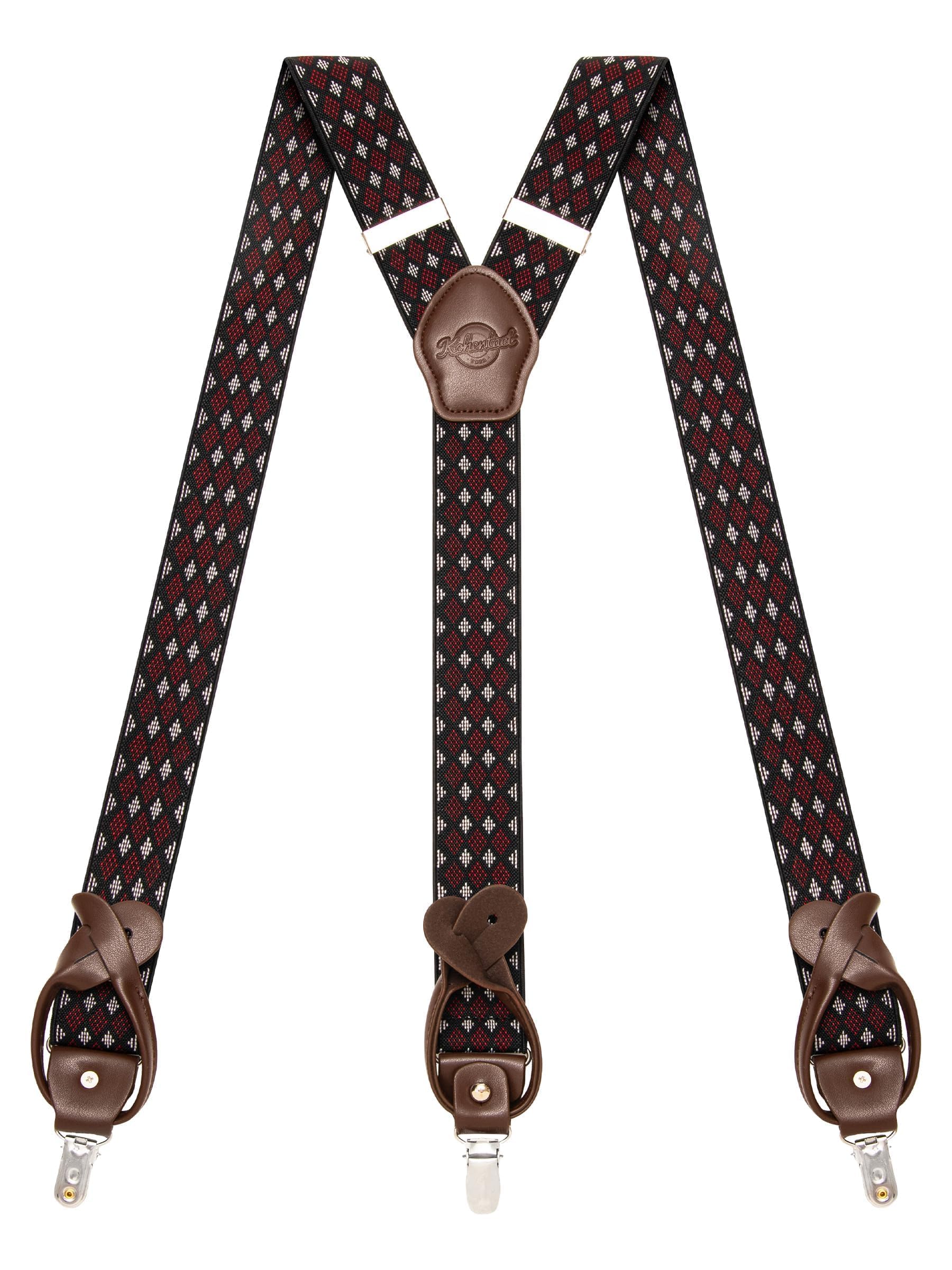 Suspenders for Men with Clip &amp; 6 Buttons 1.4in Y-Shape Stainless Steel