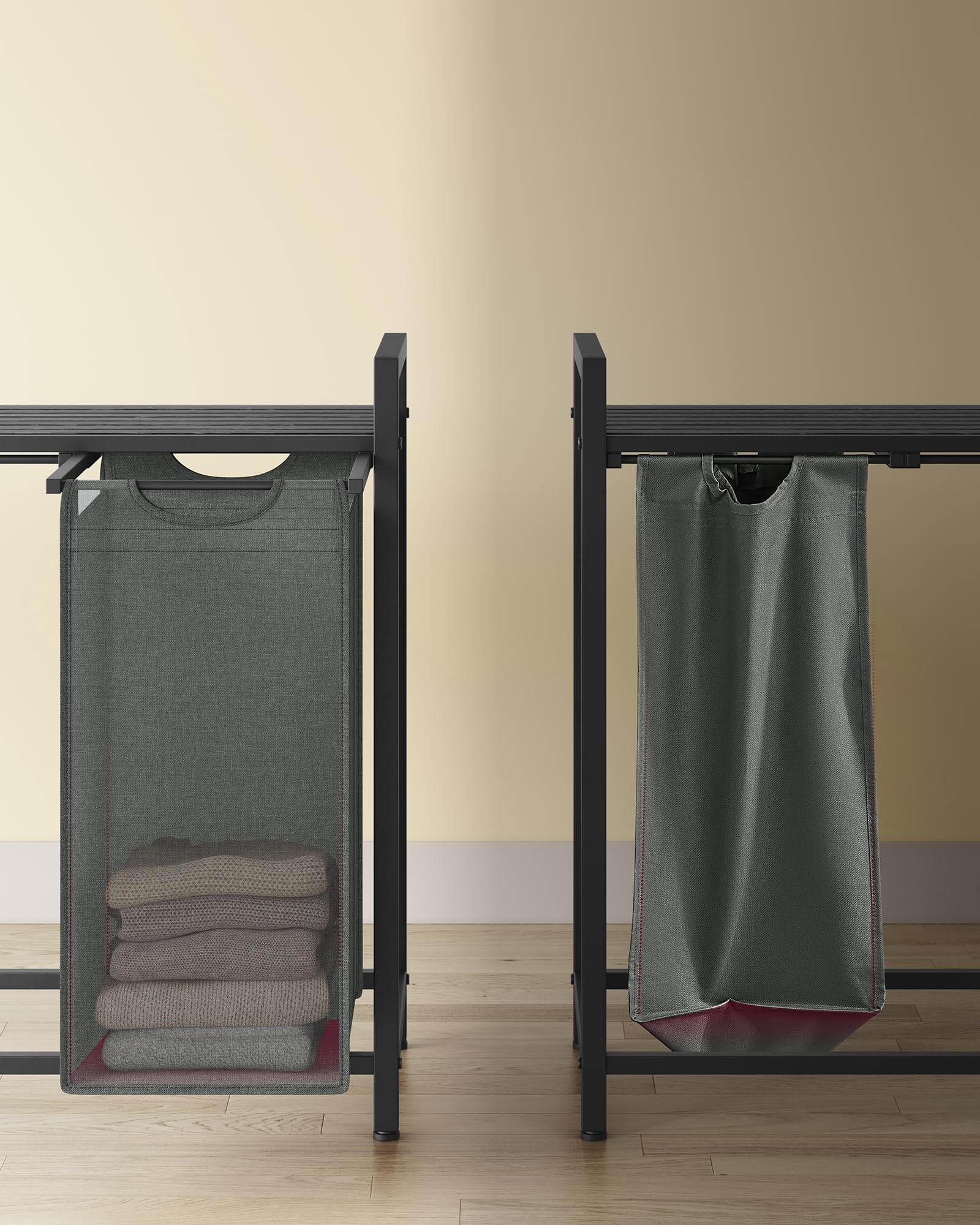 Vasagle Wasmand, Wasemmer Met Plank, Wasbox, Oxford Stoffen Waszak Uittrekbaar Verwijderbaar Metalen Frame 65 L 50 X 33 X Aanbieding 30797899