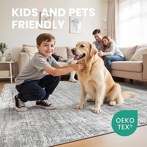 Miniatura 5 de zesthome Alfombras de 8 x 10 pulgadas para sala de estar, alfombra lavable con respaldo antideslizante, alfombra de área moderna abstracta,