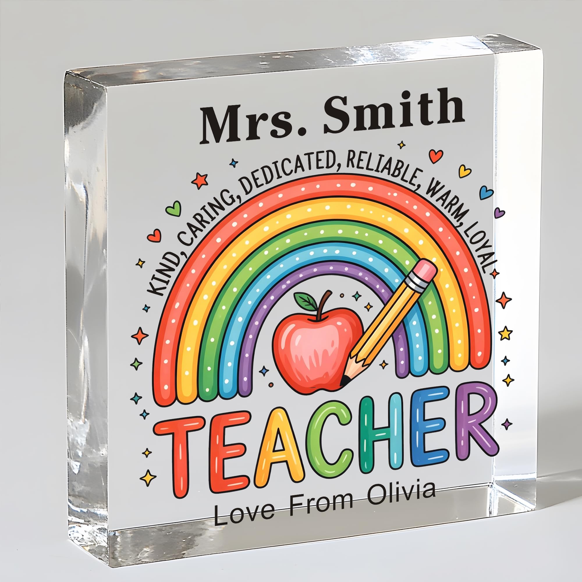 EDSG Personalised Thank You Teacher Gifts, Teacher Appreciation Gifts for Women Men, Best Teacher Acrylic Sign, Thankyou Teacher Gifts End of the Year Teaching Assistant Nursery (Square-1)