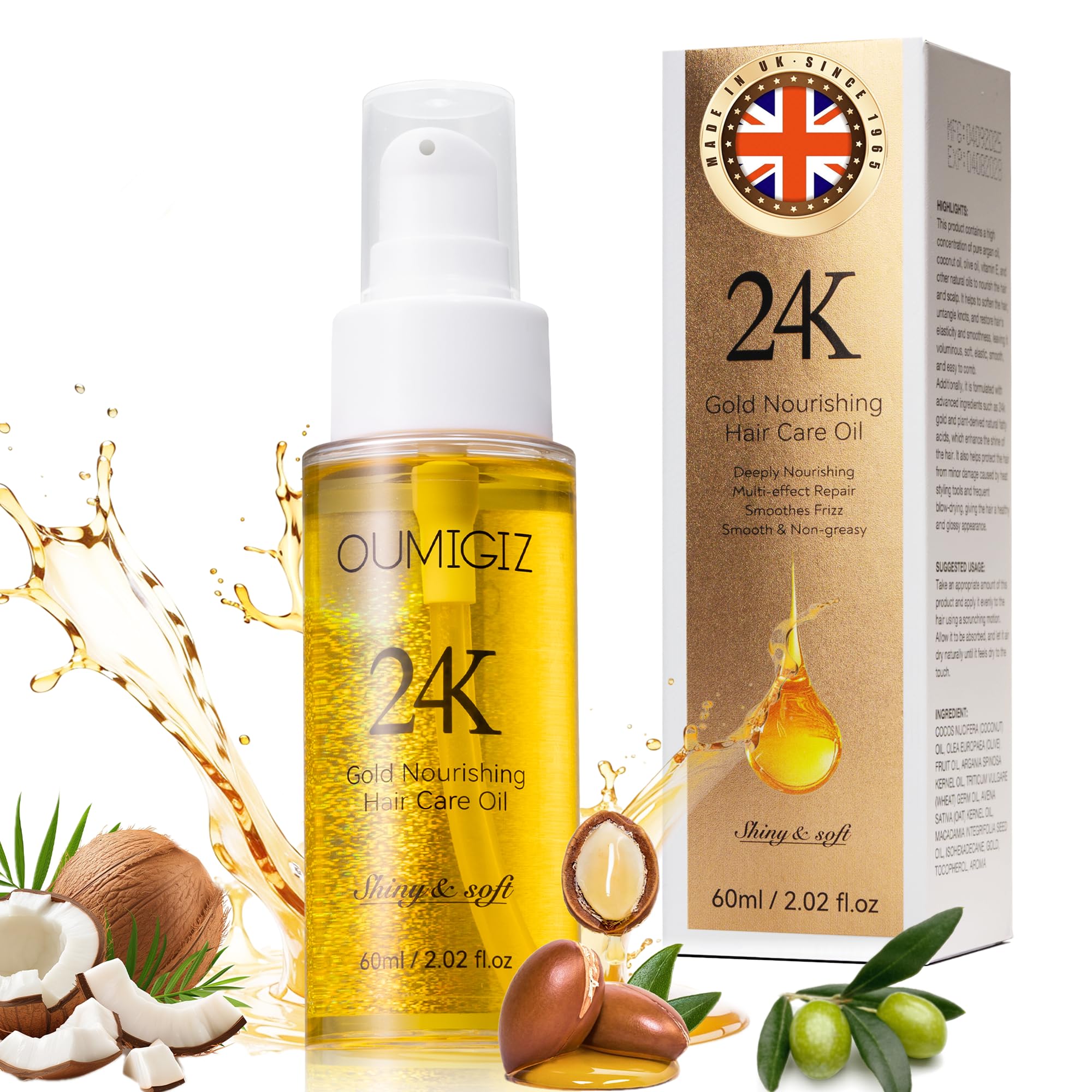Amazon.com: Oumigiz 24K Gold Hair Oil Made in the UK – Repair
