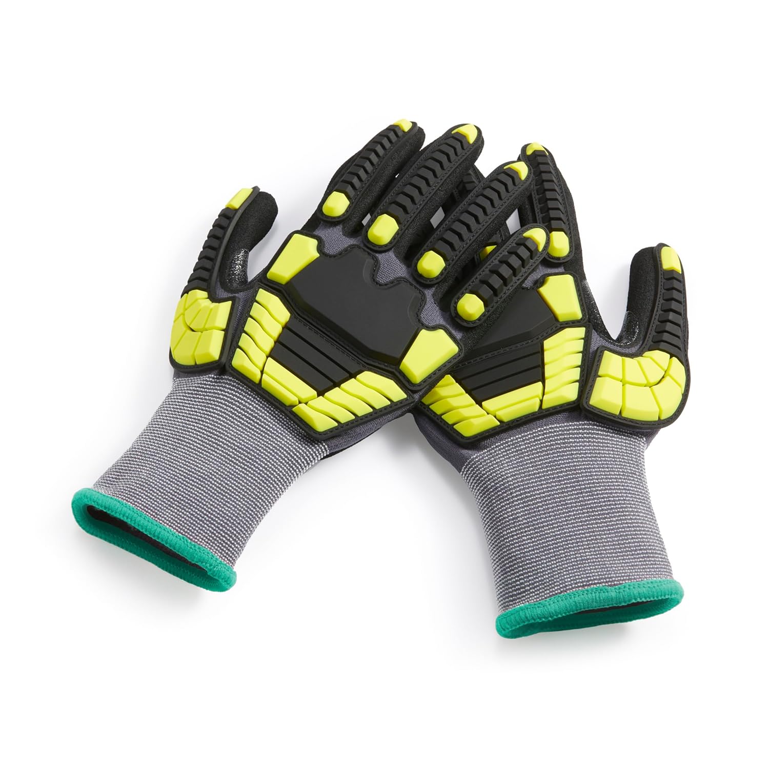 Amazon Basics Safety Work Gloves, Cut Level A1, Abrasion ANSI Level A4, Impact Protection, Touch Screen Friendly, 15G Sandy Nitrile Palm, Yellow, Size Medium, Pack of 120 Pairs