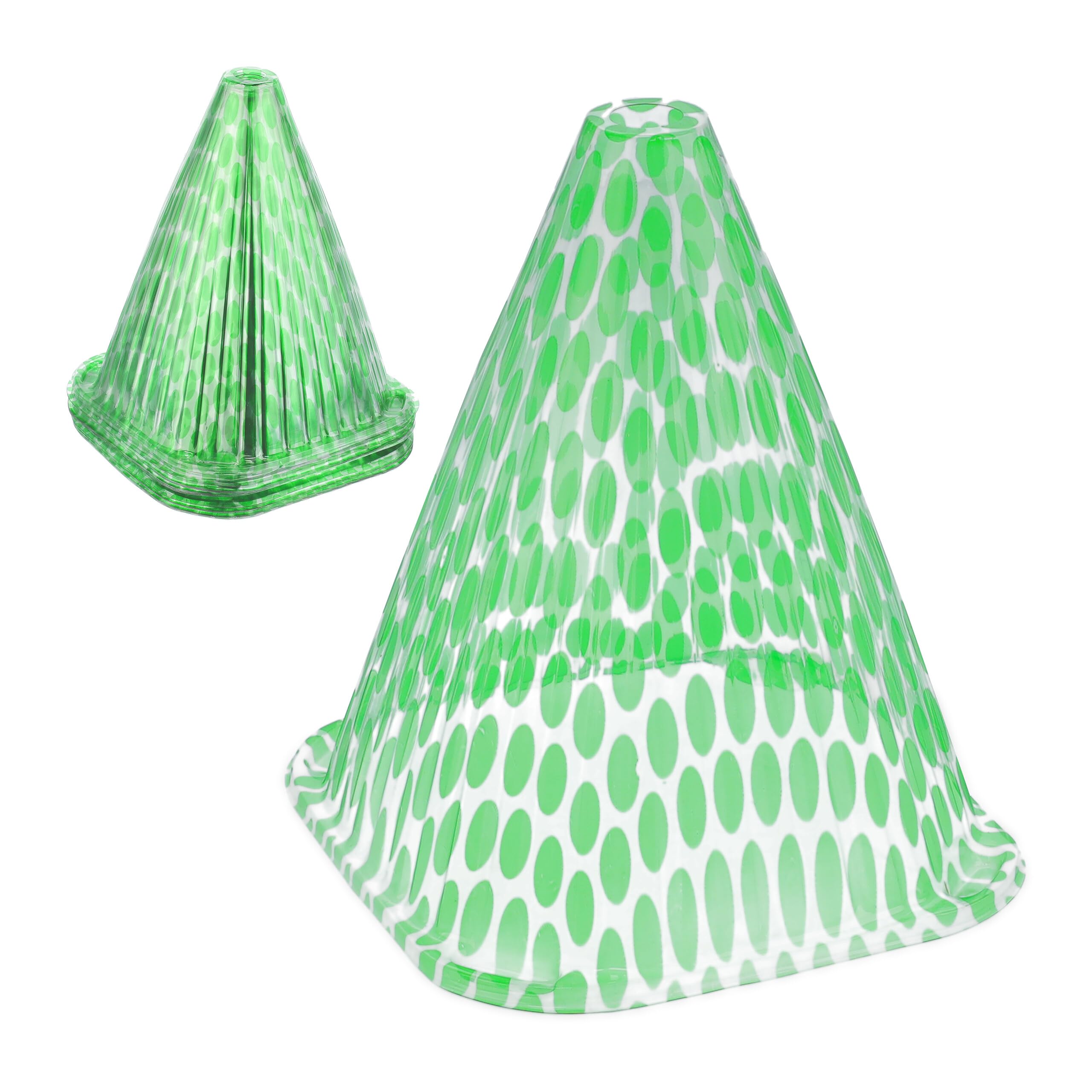 Relaxdays 32x Plant Cover, Snail and Frost Protection, 22 x 19 x 19 cm, Greenhouse Propagation Cones, Green/Transparent, Nylon, 20 x 27 x 9.5 cm