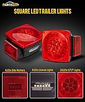 Vista 4 de Partsam Kit de luces traseras sumergibles para remolque, impermeables, de 12 V, luces LED cuadradas para remolque, halo brilla con arnés