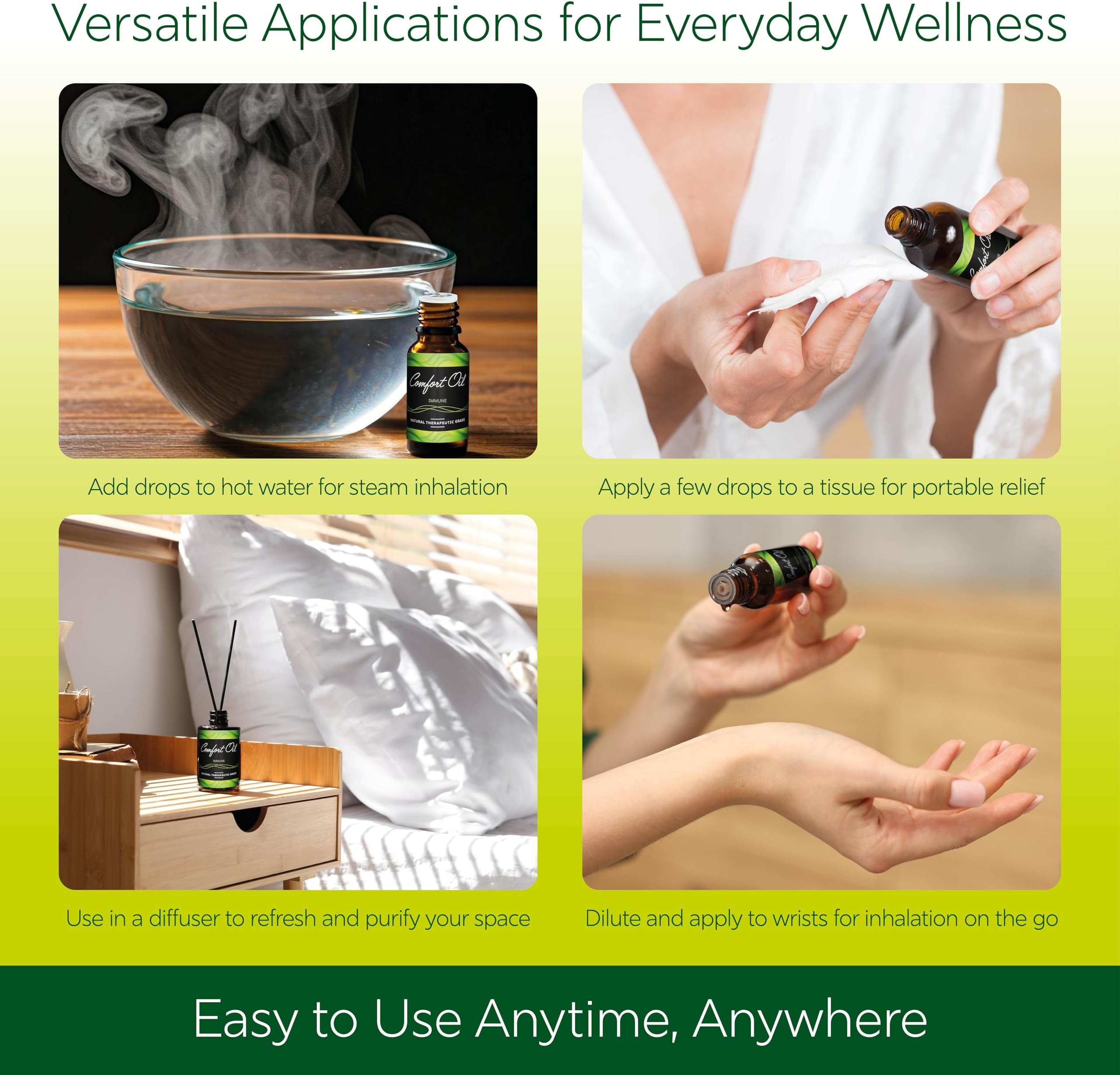 Comfort Oil: Immune – Natural Essential Oils Blended for Immune Support & Wellness - Steam, Inhale, Diffuser Use