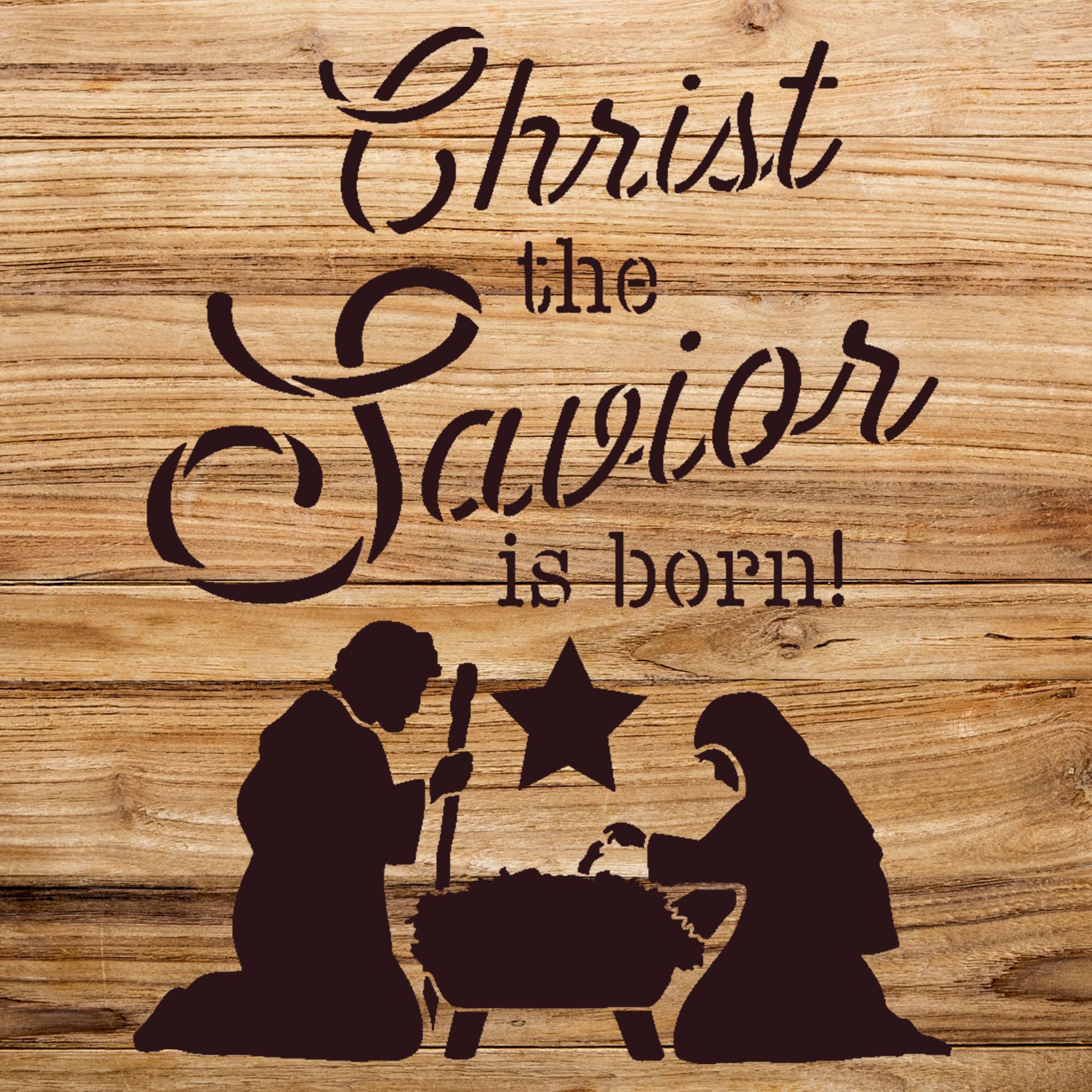 Christmas Stencil Pattern for Walls and Crafts, Manger Scene with Star, Reusable Mylar Template for DIY Faith Home Decor - Size A1 (26.6