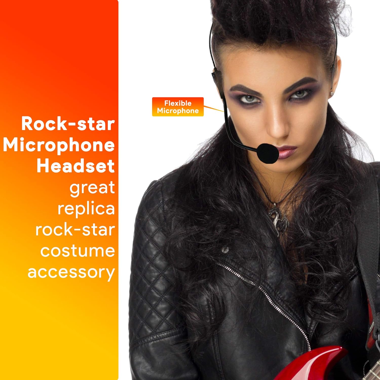 Skeleteen Rockstar Costume Accessories Headset - Fake Rock Star MJ Singer Microphone and Headphones Costume Accessory Prop : Toys & Games