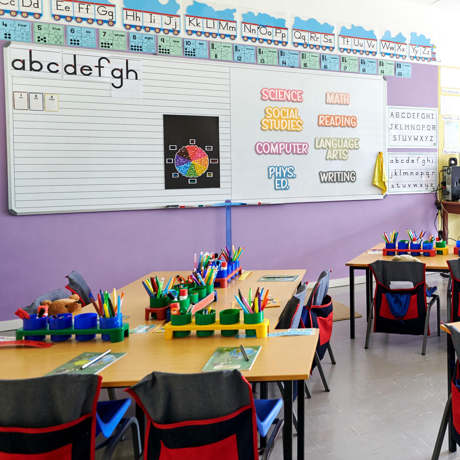 Lot de 8 aimants magnétiques réutilisables pour enseignants, horaires de cours pour enseignants, tableaux d'affichage, décoration de tableau d'affichage, école à domicile (couleur classique)