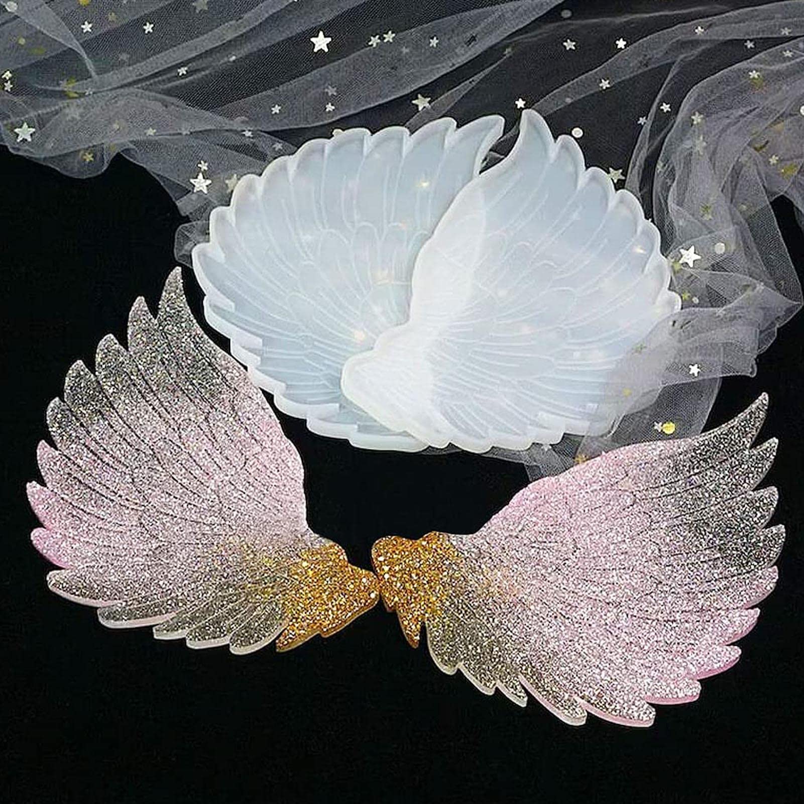 Moule En Silicone Pour Ailes D'ange 3D - Pour Résine, Fondant, Savon - Environ 19x19 Cm