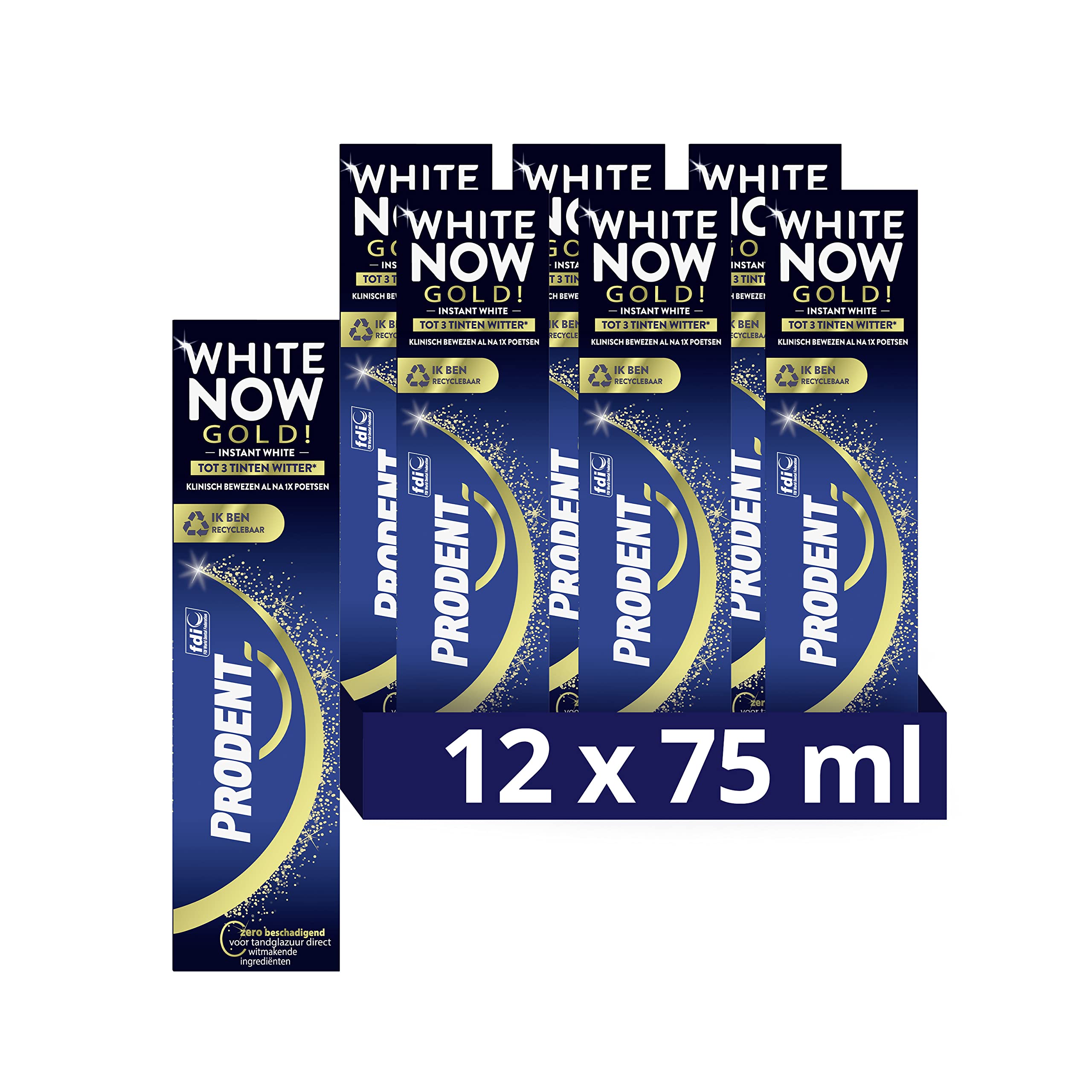 Prodent White Now Gold Tandpasta - 12 x 75 ml - Voordeelverpakking
