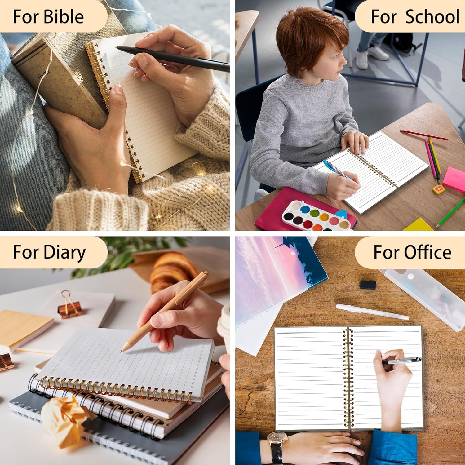 huester Vintage Butterfly Spiral Notebook Journal, Green Retro Butterfly Aesthetic Journal Notebooks for Note Taking, Vintage Office Supplies for Women Gifts for Women, 5.5x8.3 Inch - Image 3