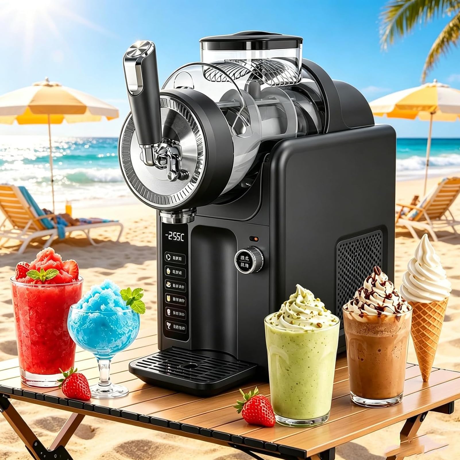 Slush-EIS-Maschine Mit Zwei Rührköpfen, Softeismaschine, Black-