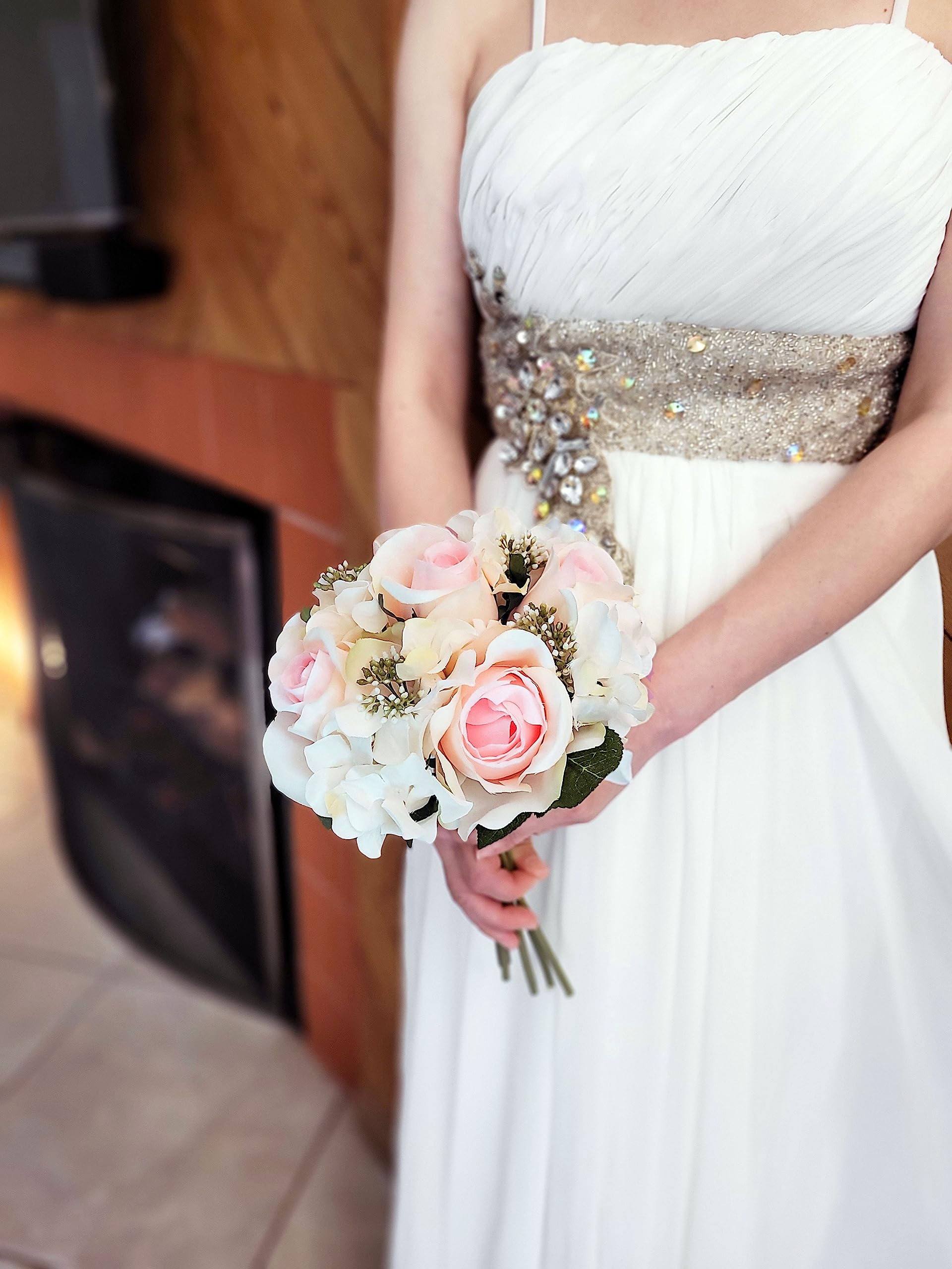 columbus bridesmaid dresses Hydrangea & Baby's Breath Bridal Bouquet – Bunches Direct USA main image 1