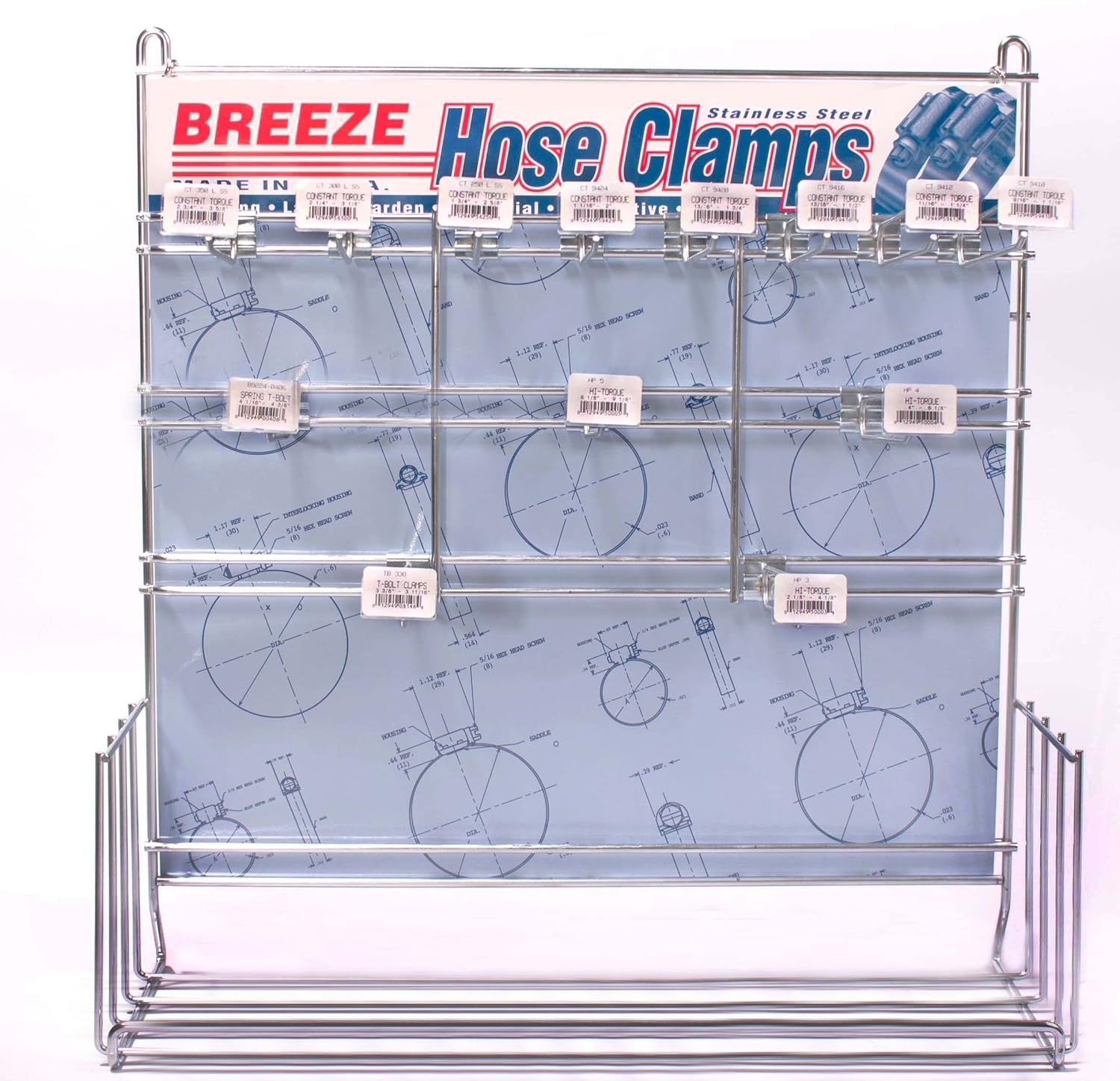 Breeze Steel Hose Clamp Display Rack, Empty Rack for 6130